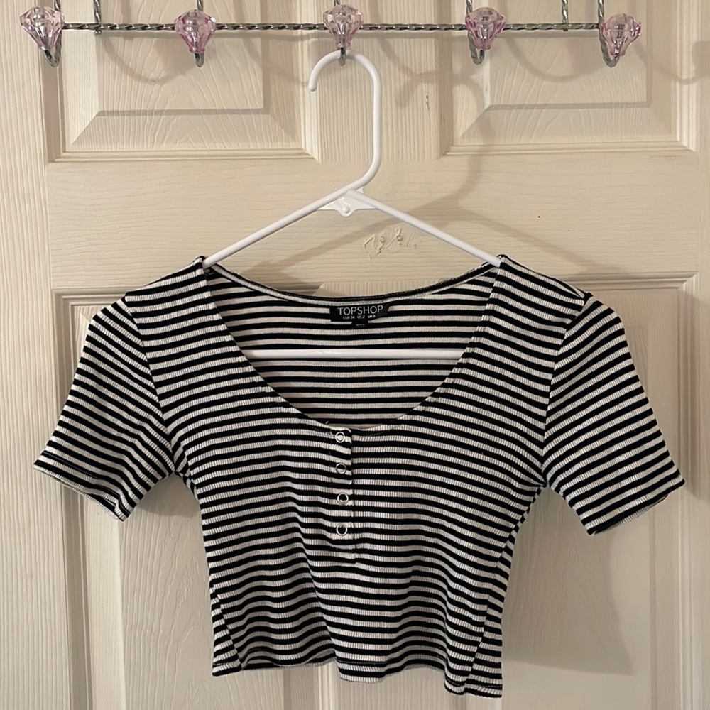 Top shop striped top, black and white